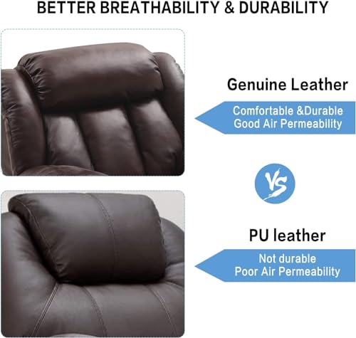 Genuine Leather Electric Power Lift Recliner for Elderly with Massage and Heating (Black) Q651