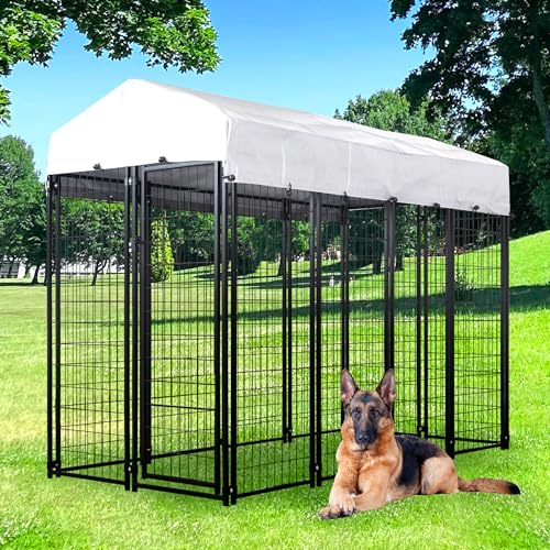 Large Outdoor Dog Kennel with Roof Cover Heavy Duty Welded Wire Steel Dog Pen B5629