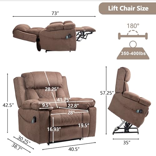 Power Lift Chair Recliner with Massage and Heat for Adults, Dual Motor H2507