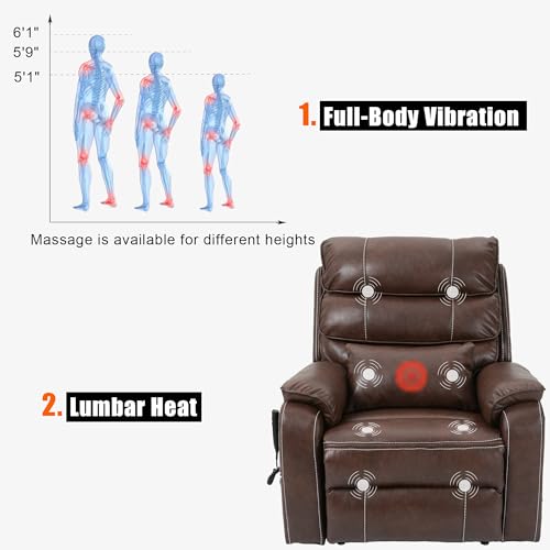 Power Lift Chair Recliner with Massage and Heat for Adults, Dual Motor H2507