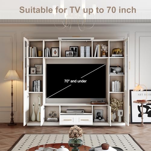 Entertainment Wall Unit, 4-Piece TV Stand with Bookshelves, White O526579