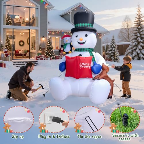 Dawdix 15FT Inflatable Snowman with LED Lights for Yard Christmas Decor Z472