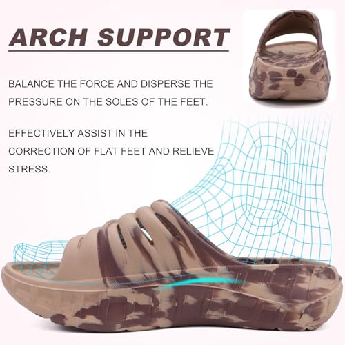 KuaiLu Men's Recovery Sandals Orthotic Cushion Open Toe Sport Slides D332788