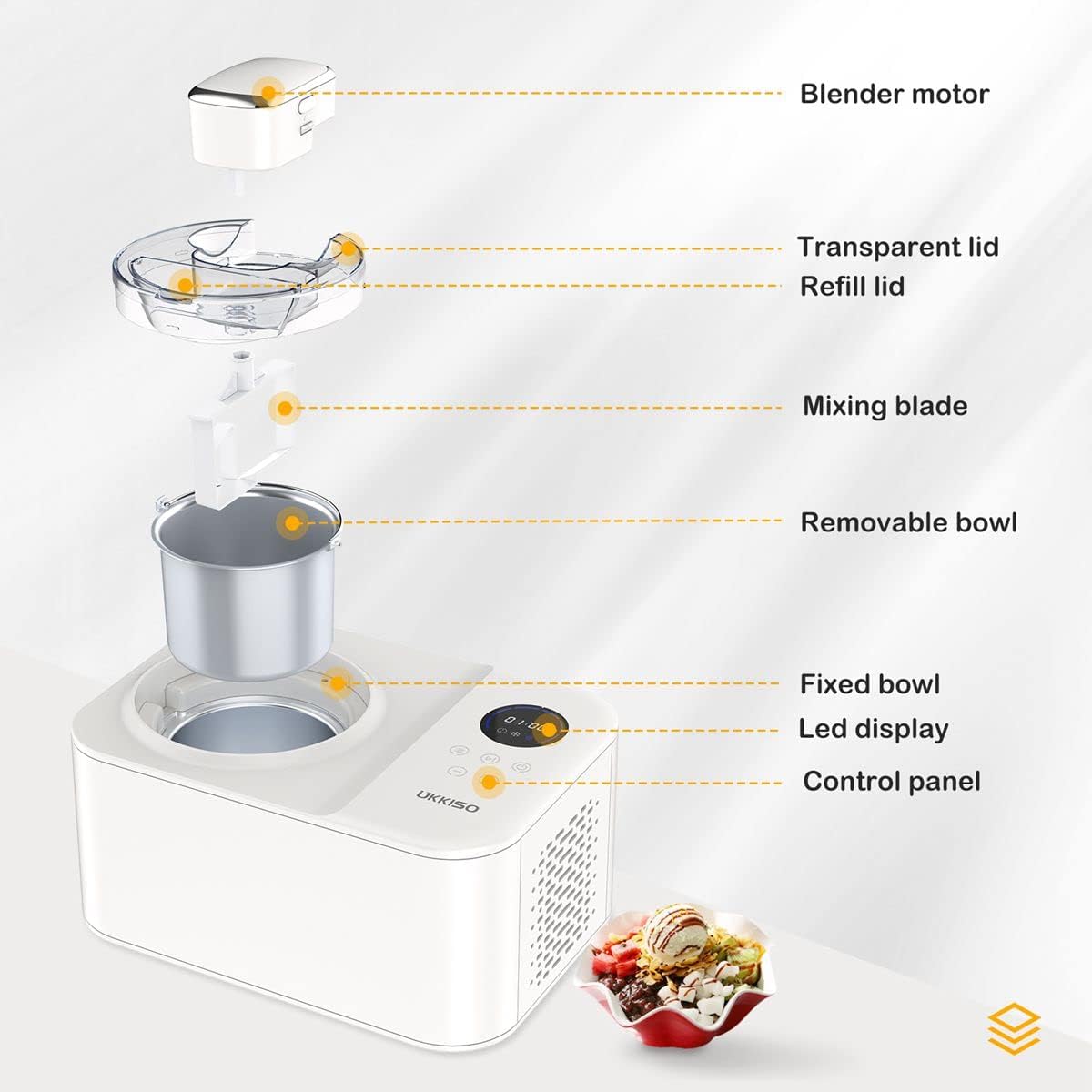 1.2L Automatic Ice Cream Maker with LCD Display, Stainless Steel O33691