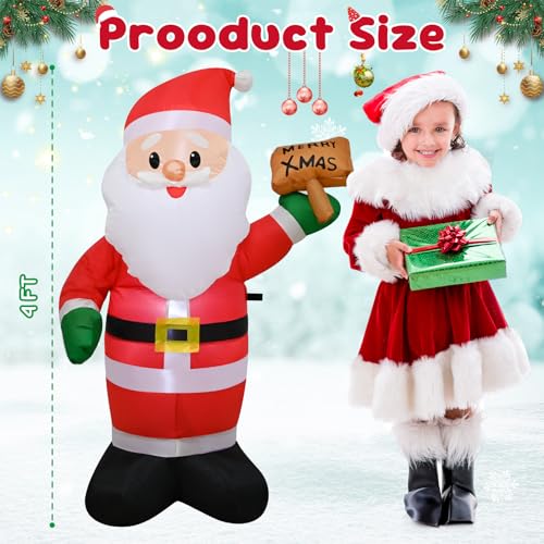 4 FT Christmas Snowman Inflatable with LED Lights Indoor Outdoor Decor E952