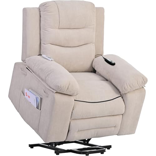 Power Lift Recliner Chair with Massage and Heat for Elderly, Beige C7169