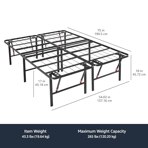 Amazon Basics Foldable Metal Bed Frame with Storage, Full Size, Black A770