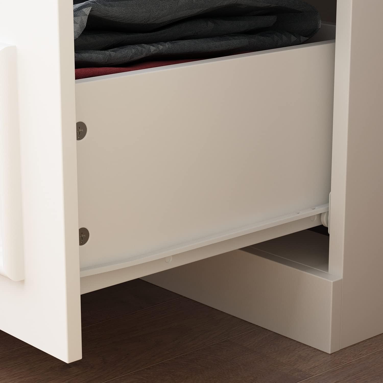 ECACAD Wardrobe Armoire with 2 Glass Doors, 3 Drawers & Hanging Rod, White T90917