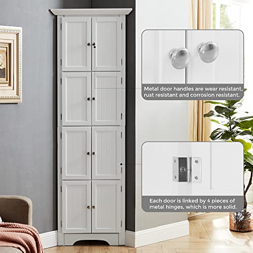 72" Tall Corner Cabinet with Doors and 4 Shelves, White G153697