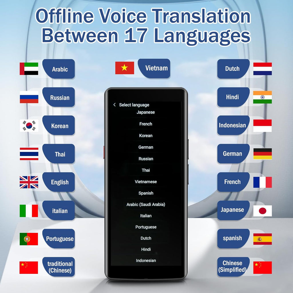Language Translator Device, Two Way Real-Time Voice Translation, 139 Languages, 5.5" HD Touch Screen N7258