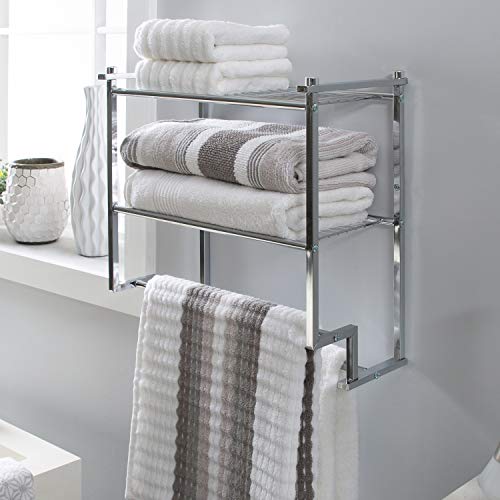 Chrome 2 Tier Wall Mount Bathroom Rack with Towel Bars Y98049