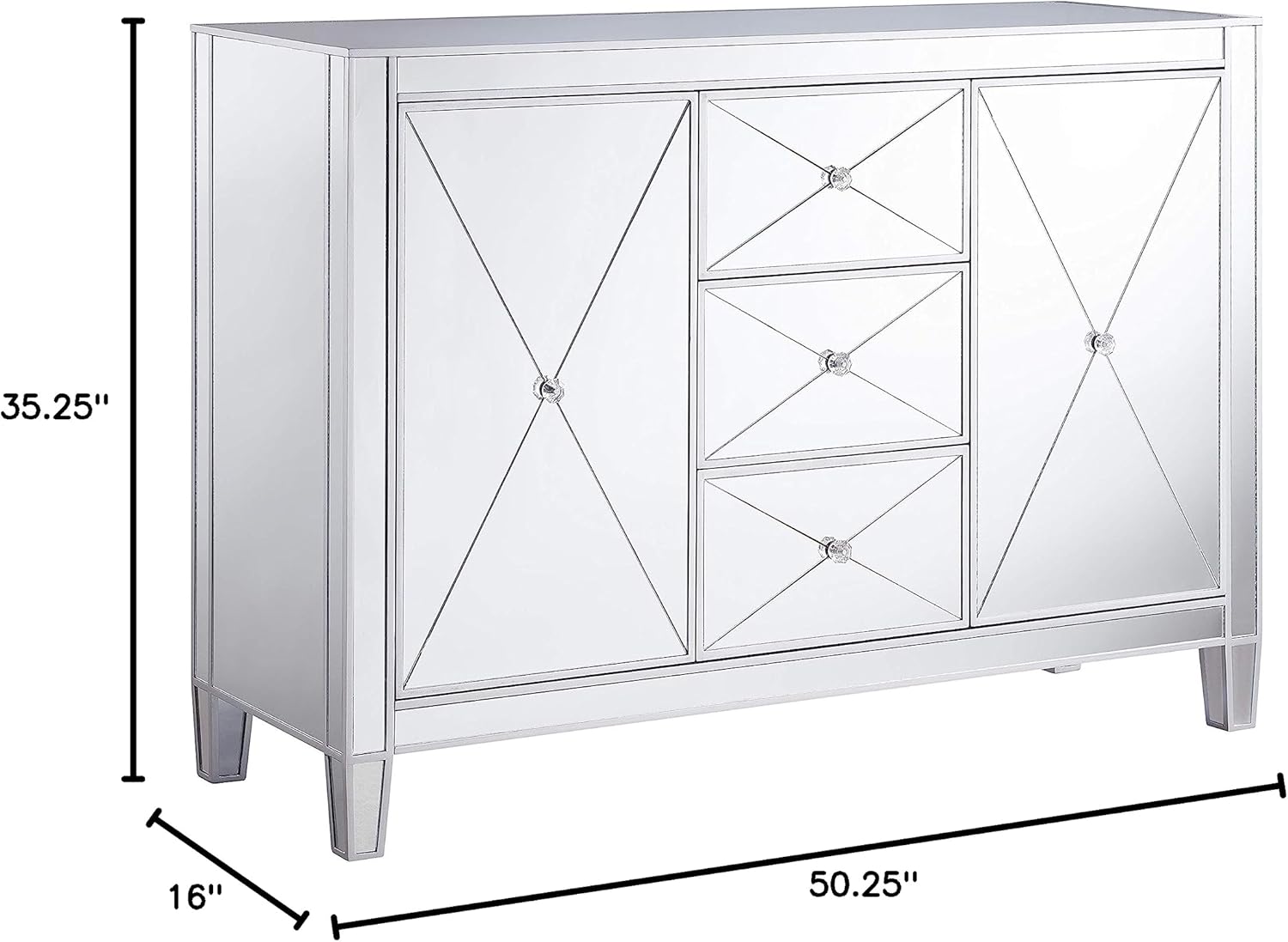 SEI Furniture Mirage Mirrored 3 Drawer Cabinet P358095