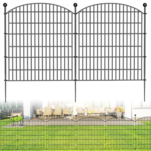 10 Panels No Dig Decorative Garden Fence, Rustproof Metal Dog Fence for Yard U518