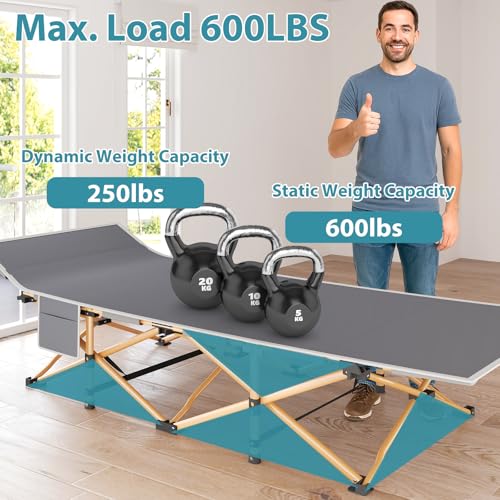 Folding Camping Cot for Adults, Heavy Duty with Carry Bag, Portable Outdoor Travel Cot E9127