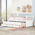 Harper & Bright Designs Daybed with Trundle and Storage Drawers,Wood Twin Captains Bed, Trundle Daybed with Storage for Kids Teens or Adults (Twin,White)