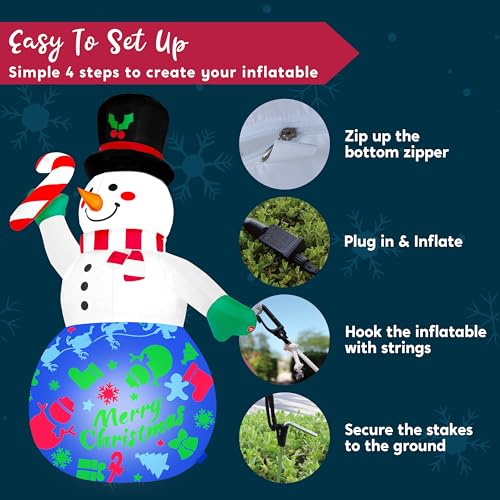 Joiedomi 6 FT Tall Christmas Inflatables Snowman with Built-in LEDs U780