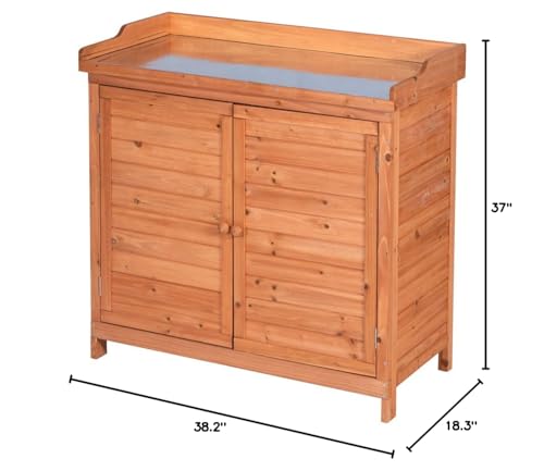 Outdoor Wooden Storage Cabinet with Potting Bench, Natural F921