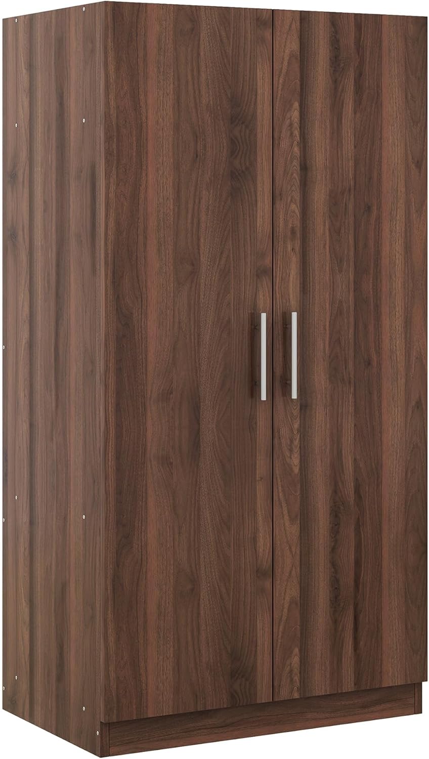 2-Door Wooden Wardrobe Armoire with Shelves and Hanging Rod, Brown W24352