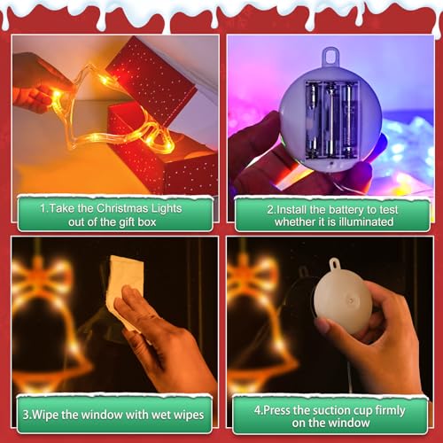 5Pack Christmas Window Lights Snowflake LED with Timer Battery Powered U214