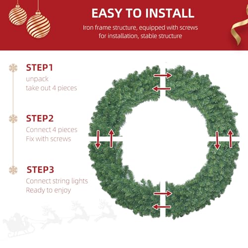 HOYECHI 48in Lighted Christmas Outdoor Wreath with 210 LEDs S99138