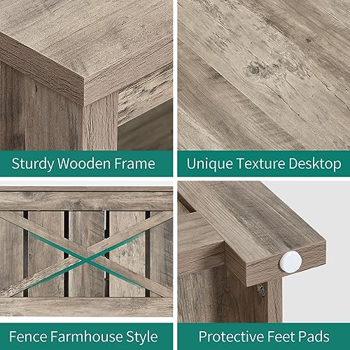 YITAHOME Farmhouse Coffee Table with Storage, Rustic Wood, Brown U567502