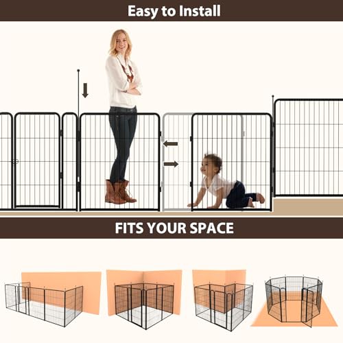 mestyl Dog Play Pen, Heavy Duty Metal Puppy Playpen with Gate, 32" Height 8 Panels Foldable S95299