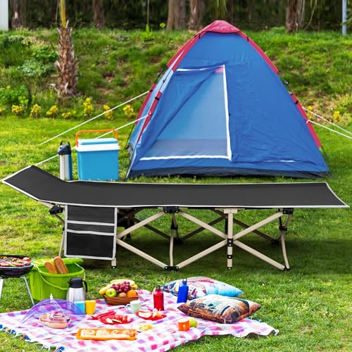 Yaheetech Folding Camping Cot, Portable Military Canvas Sleeping Bed with Carry Bag B4383