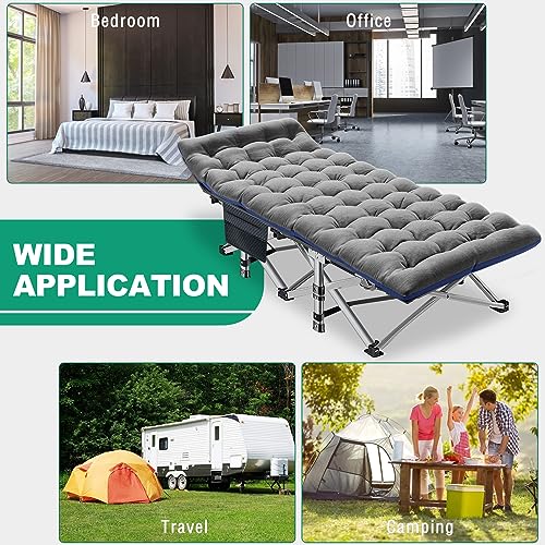 LILYPELLE Folding Camping Cot, Extra Wide Heavy Duty with Carry Bag Z15817
