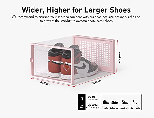 Kuject X-Large Clear Plastic Stackable Shoe Storage Boxes, 12 Pack, Blue Y142131