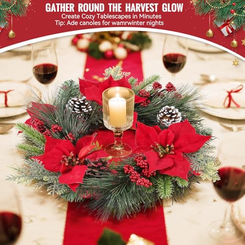 24 Inch Christmas Wreath with Red Bow for Front Door C225