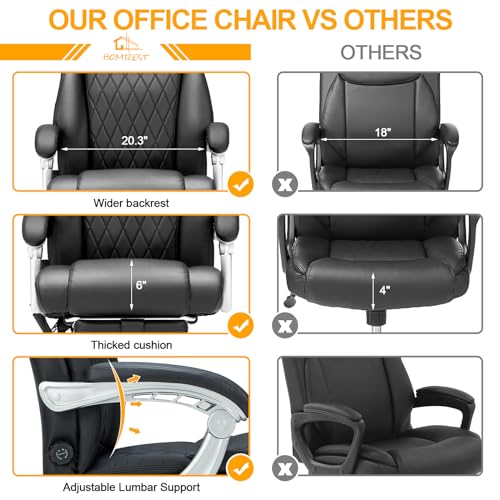 HOMREST Executive Ergonomic Office Chair with Massage and Heat, White N876