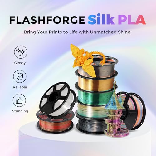 FLASHFORGE Silk PLA Filament 1.75mm, 1kg Spool V8381