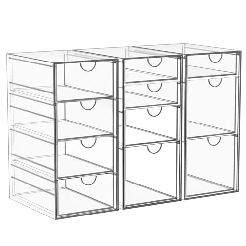 Acrylic Makeup Organizer with 19 Drawers, 4 Pack Clear Storage B90209