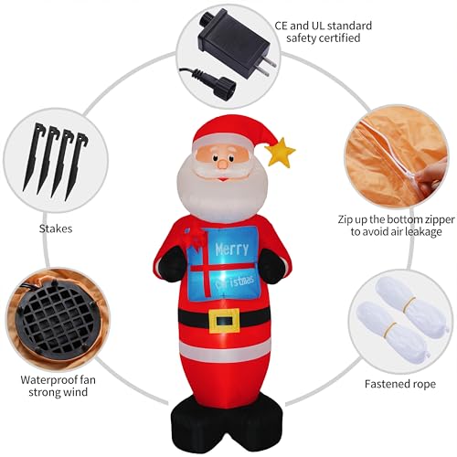 8FT Inflatable Santa Claus with LED Lights Christmas Decoration T839