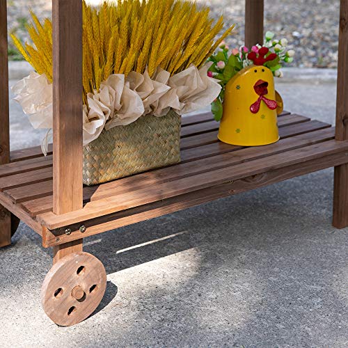 Outsunny 36" Wooden Potting Bench Work Table with Sink and Storage, Brown O683