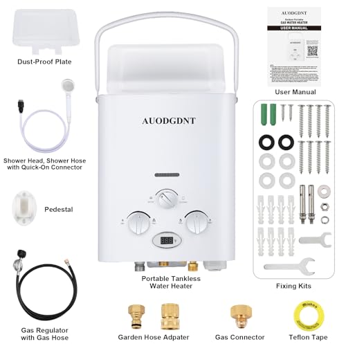 Portable Propane Tankless Water Heater 1.58 GPM with LED Display for RV Camping Shower L381968
