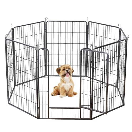 LEMY 16 Panels 32 in Metal Pet Playpen with Door, Black N86004