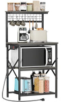Furologee Kitchen Bakers Rack with Power Outlet, 4-Tier Microwave Stand, Rustic Brown Q634