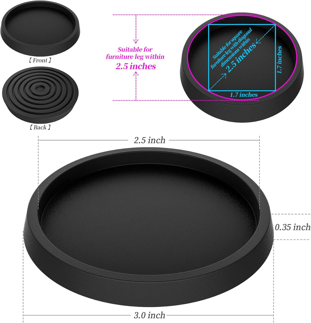 Furniture Coasters Caster Cups 2.5 Inch Non Slip Rubber Pads for Hardwood Floors Z829584