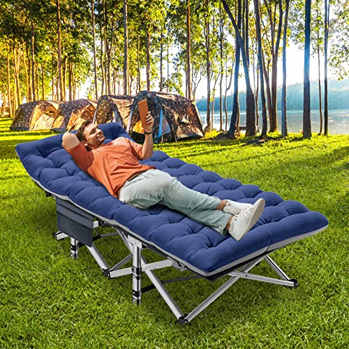 ABORON Oversized Folding Camping Cot for Adults, Double Layer 1200D, with Mat & Carrying Bag S2407