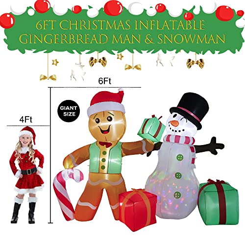 COOLWUFAN 6 FT Christmas Inflatables Santa Claus with Gifts Bag, LED Lights Outdoor Yard Decoration T979
