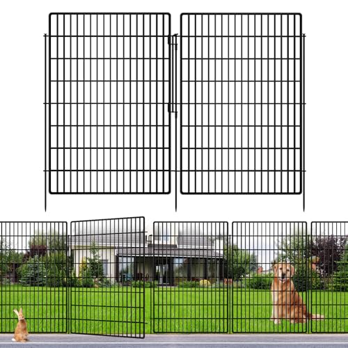 10 Panels Garden Fencing Animal Barrier, 33in x 24ft Rustproof Dog Fence W482439