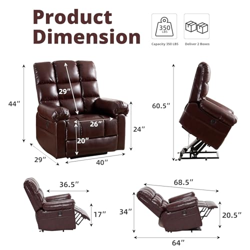 Oversized Power Lift Recliner Chair for Elderly with Massage and Heat T36815