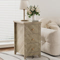 Anmytek End Table with 3 Drawers, Wood Narrow Side Table for Living Room, Skinny Nightstand Modern Bedside Table for Bedroom, Dorm, Small Spaces, Sofa, 18.11" D x 14.17" W x 25.8" H