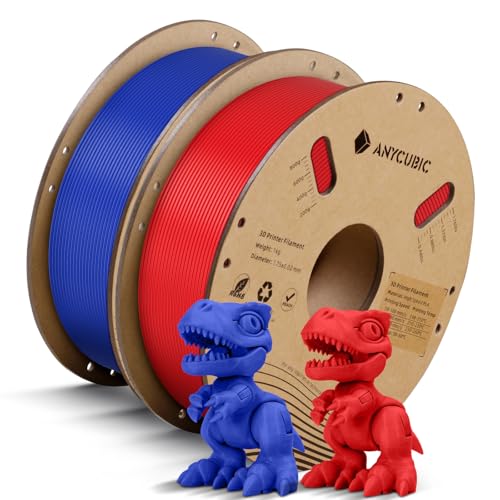 ANYCUBIC High Speed 3D Printer Filament 1.75mm Bundle, Rapid PLA, 2KG Blue + Bright Red B284