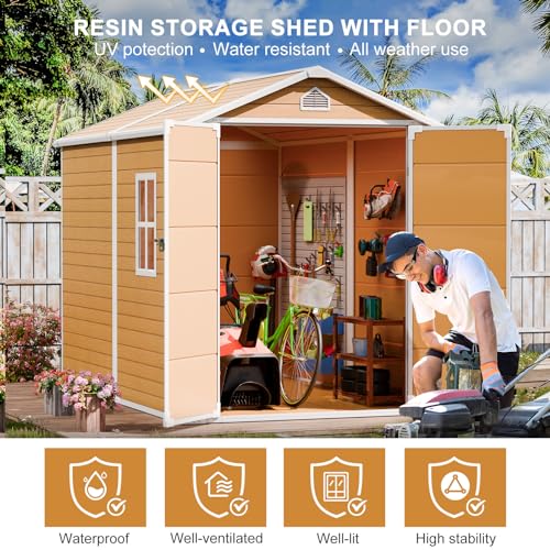 Outdoor Resin Storage Shed with Floor, 5x3 FT, Waterproof, Lockable Door, Gray H391