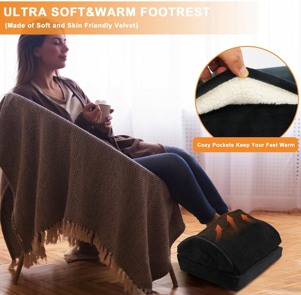 HAMOPY Heated Foot Rest with Pad Pocket, 3-Level Adjustable Controller, Washable P22968
