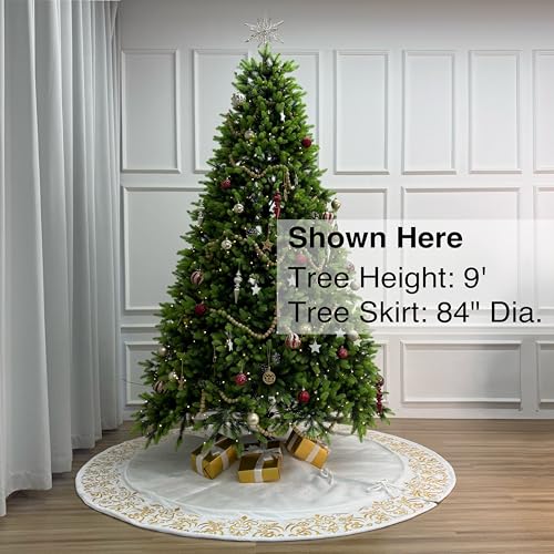 Burgundy Victorian Velvet Christmas Tree Skirt with Gold Damask Embroidery Q6345