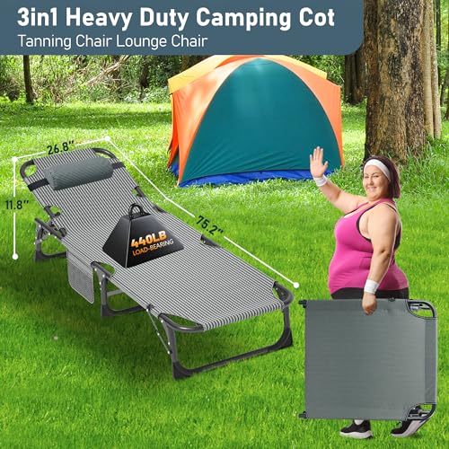 LILYPELLE Folding Camping Cot, Extra Wide Heavy Duty with Carry Bag Z15817
