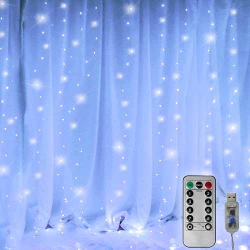 300 LED Curtain Christmas String Lights with Remote Control USB Power for Bedroom Home Decor K9828